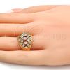 Oro Laminado Multi Stone Ring, Gold Filled Style with White Cubic Zirconia, Polished, Golden Finish, 01.210.0024.07 (Size 7)