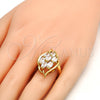 Oro Laminado Multi Stone Ring, Gold Filled Style with White Cubic Zirconia, Polished, Golden Finish, 01.210.0017.08 (Size 8)