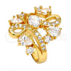 Oro Laminado Multi Stone Ring, Gold Filled Style Teardrop Design, with White Cubic Zirconia, Polished, Golden Finish, 01.210.0043.07 (Size 7)