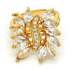 Oro Laminado Multi Stone Ring, Gold Filled Style with White Cubic Zirconia, Polished, Golden Finish, 01.210.0044.07 (Size 7)