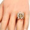Oro Laminado Multi Stone Ring, Gold Filled Style with White Cubic Zirconia, Polished, Golden Finish, 01.210.0044.08 (Size 8)
