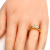 Oro Laminado Multi Stone Ring, Gold Filled Style with White and White Cubic Zirconia, Polished, Golden Finish, 01.99.0048.08 (Size 8)