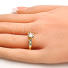 Oro Laminado Multi Stone Ring, Gold Filled Style with White Cubic Zirconia, Polished, Golden Finish, 01.99.0050.09 (Size 9)