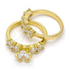 Oro Laminado Multi Stone Ring, Gold Filled Style with White Cubic Zirconia, Polished, Golden Finish, 01.99.0056.08 (Size 8)