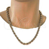 Gold Tone Basic Necklace, Rope Design, Polished, Golden Finish, 04.242.0044.24GT (08 MM Thickness, 24 Inches Length)
