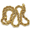 Gold Tone Basic Necklace, Rope Design, Polished, Golden Finish, 04.242.0044.24GT (08 MM Thickness, 24 Inches Length)