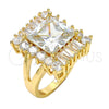 Oro Laminado Multi Stone Ring, Gold Filled Style Baguette Design, with White Cubic Zirconia, Polished, Golden Finish, 01.205.0012.4.07 (Size 7)
