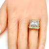 Oro Laminado Multi Stone Ring, Gold Filled Style with White Cubic Zirconia, Polished, Golden Finish, 01.205.0012.4.09 (Size 9)