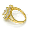Oro Laminado Multi Stone Ring, Gold Filled Style with White Cubic Zirconia, Polished, Golden Finish, 01.205.0003.08 (Size 8)