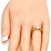 Oro Laminado Multi Stone Ring, Gold Filled Style with White Cubic Zirconia and White Micro Pave, Polished, Golden Finish, 01.99.0087.09 (Size 9)