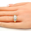 Oro Laminado Multi Stone Ring, Gold Filled Style with White Cubic Zirconia, Polished, Golden Finish, 01.99.0089.09 (Size 9)