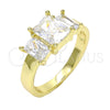 Oro Laminado Multi Stone Ring, Gold Filled Style with White Cubic Zirconia, Polished, Golden Finish, 01.99.0089.09 (Size 9)