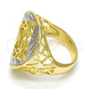 Oro Laminado Elegant Ring, Gold Filled Style Flower Design, Diamond Cutting Finish, Two Tone, 01.99.0096.08 (Size 8)
