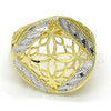 Oro Laminado Elegant Ring, Gold Filled Style Flower Design, Diamond Cutting Finish, Two Tone, 01.99.0096.09 (Size 9)