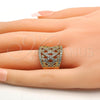 Oro Laminado Multi Stone Ring, Gold Filled Style with White Micro Pave, Polished, Golden Finish, 01.266.0006.08 (Size 8)