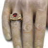 Oro Laminado Mens Ring, Gold Filled Style with Garnet and White Cubic Zirconia, Polished, Golden Finish, 01.266.0001.11 (Size 11)