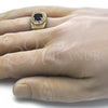 Oro Laminado Mens Ring, Gold Filled Style with Tanzanite and White Cubic Zirconia, Polished, Golden Finish, 01.266.0001.1.11 (Size 11)