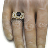 Oro Laminado Mens Ring, Gold Filled Style with Tanzanite and White Cubic Zirconia, Polished, Golden Finish, 01.266.0001.1.12 (Size 12)