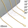 Oro Laminado Basic Necklace, Gold Filled Style Rope Design, Diamond Cutting Finish, Golden Finish, 04.118.0111.20 (05 MM Thickness, 20 Inches Length)
