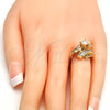 Oro Laminado Multi Stone Ring, Gold Filled Style Baguette Design, with White Cubic Zirconia, Polished, Golden Finish, 01.199.0001.08.GT (Size 8)