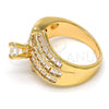 Oro Laminado Multi Stone Ring, Gold Filled Style Baguette Design, with White Cubic Zirconia, Polished, Golden Finish, 01.199.0005.09.GT (Size 9)