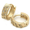 Oro Laminado Huggie Hoop, Gold Filled Style with White Cubic Zirconia, Polished, Golden Finish, 02.63.2575