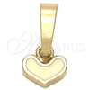 Oro Laminado Fancy Pendant, Gold Filled Style Heart Design, White Enamel Finish, Golden Finish, 05.163.0075