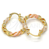 Oro Laminado Small Hoop, Gold Filled Style Twist Design, Matte Finish, Tricolor, 02.170.0150.25
