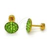 Stainless Steel Stud Earring, with Light Green Crystal, Polished, Golden Finish, 02.271.0007.11