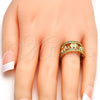 Oro Laminado Multi Stone Ring, Gold Filled Style Elephant Design, with White Cubic Zirconia, Polished, Golden Finish, 01.253.0010.09 (Size 9)