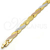 Oro Laminado Solid Bracelet, Gold Filled Style Polished, Tricolor, 03.102.0023.08 (08 MM Thickness, 8 Inches Length)