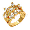 Oro Laminado Multi Stone Ring, Gold Filled Style Baguette Design, with White Cubic Zirconia, Polished, Golden Finish, 01.260.0001.07.GT (Size 7)