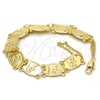 Oro Laminado Fancy Bracelet, Gold Filled Style Elephant Design, Polished, Golden Finish, 03.253.0014.09 (11 MM Thickness, 9 Inches Length)