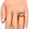 Oro Laminado Multi Stone Ring, Gold Filled Style Teardrop Design, with White Cubic Zirconia, Polished, Golden Finish, 01.210.0023.08 (Size 8)