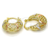 Oro Laminado Small Hoop, Gold Filled Style Polished, Tricolor, 02.99.0031.25