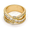 Oro Laminado Multi Stone Ring, Gold Filled Style with White Cubic Zirconia, Polished, Golden Finish, 01.210.0045.8.08 (Size 8)
