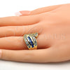 Oro Laminado Multi Stone Ring, Gold Filled Style with Tanzanite and White Cubic Zirconia, Polished, Golden Finish, 01.99.0100.2.09 (Size 9)