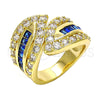 Oro Laminado Multi Stone Ring, Gold Filled Style with Tanzanite and White Cubic Zirconia, Polished, Golden Finish, 01.99.0100.2.09 (Size 9)