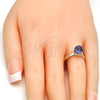 Oro Laminado Multi Stone Ring, Gold Filled Style with Amethyst Swarovski Crystals, Polished, Golden Finish, 01.239.0006.7 (One size fits all)