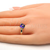 Oro Laminado Multi Stone Ring, Gold Filled Style with Heliotrope Swarovski Crystals, Polished, Golden Finish, 01.239.0003.8 (One size fits all)