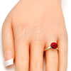 Oro Laminado Multi Stone Ring, Gold Filled Style with Light Siam Swarovski Crystals, Polished, Golden Finish, 01.239.0009.8 (One size fits all)
