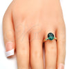 Oro Laminado Multi Stone Ring, Gold Filled Style with Emerald Swarovski Crystals, Polished, Golden Finish, 01.239.0004.6 (One size fits all)