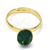 Oro Laminado Multi Stone Ring, Gold Filled Style with Emerald Swarovski Crystals, Polished, Golden Finish, 01.239.0004.6 (One size fits all)