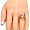 Oro Laminado Multi Stone Ring, Gold Filled Style with White Cubic Zirconia, Polished, Golden Finish, 01.210.0054.07 (Size 7)