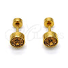 Stainless Steel Stud Earring, with Coffee Crystal, Polished, Golden Finish, 02.271.0008.4