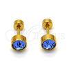 Stainless Steel Stud Earring, with Blue Shade Crystal, Polished, Golden Finish, 02.271.0008.7