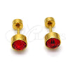 Stainless Steel Stud Earring, with Orange Red Crystal, Polished, Golden Finish, 02.271.0008.11