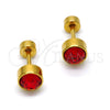 Stainless Steel Stud Earring, with Orange Red Crystal, Polished, Golden Finish, 02.271.0008.11