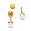 Stainless Steel Stud Earring, with Ivory Pearl, Polished, Golden Finish, 02.271.0011