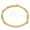 Oro Laminado ID Bracelet, Gold Filled Style Figaro Design, Polished, Golden Finish, 5.226.010.1.07 (05 MM Thickness, 7 Inches Length)
